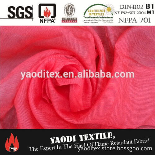 Wholesale 100% polyester fire retardant red curtain voile fabric
